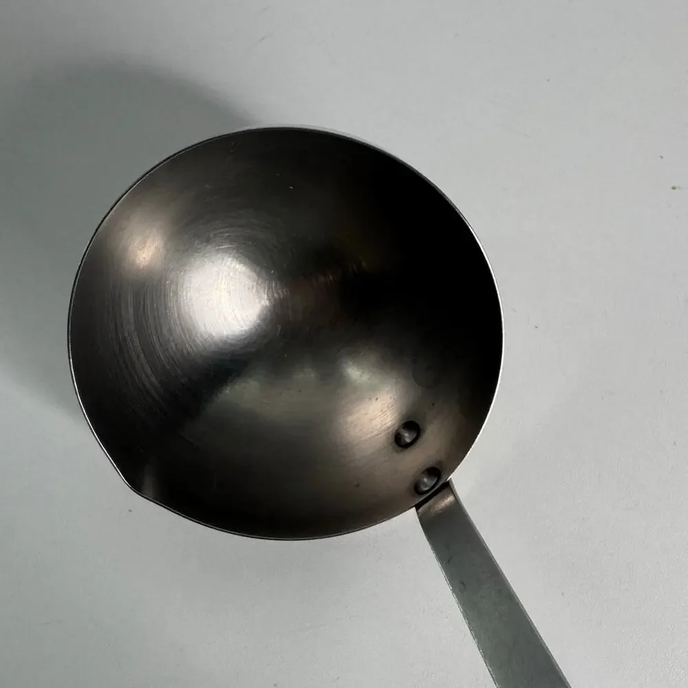 Vintage Flint Arrowhead Ladle Stainless Steel Riveted Black Composite Handle USA